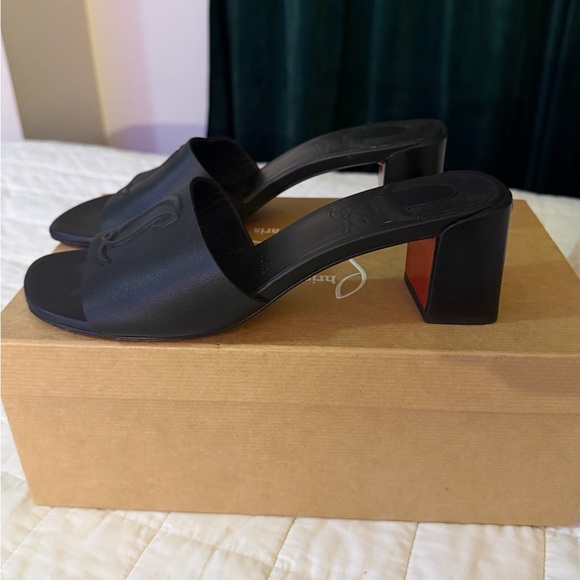 Christian Louboutin Black Mules with Signature Red Sole - Picture 4 of 7